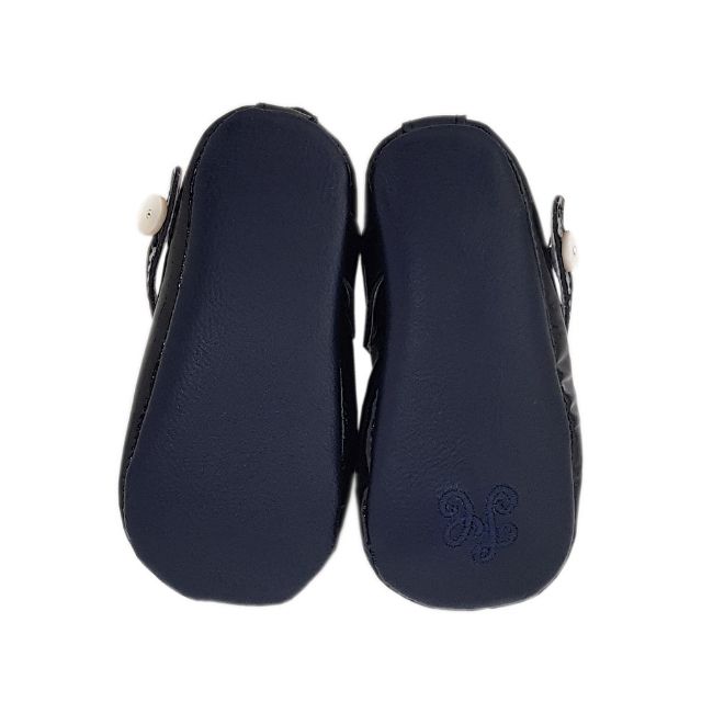 Ballerines bébé fille Tartine et Chocolat en cuir vernis bleu marine, semelle souple brodée TC, taille 12-18 mois