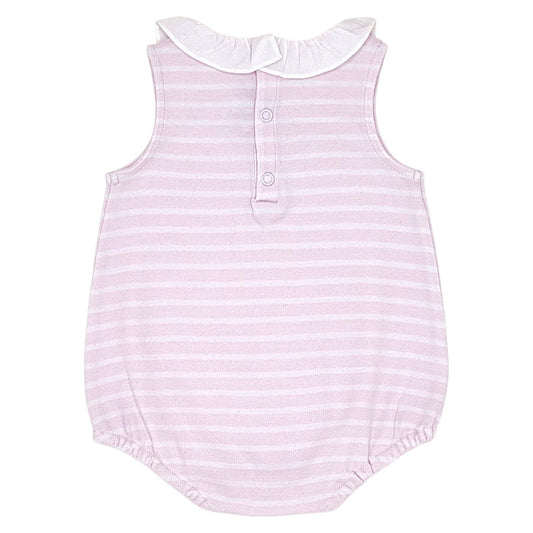 Barboteuse bébé rose à collerette Jacadi, vue de dos, fille 6 mois