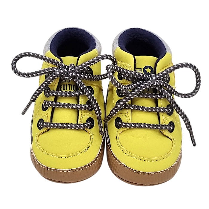 Baskets bébé garçon jaunes à lacets, taille 1 mois, marque IKKS - seconde main premium