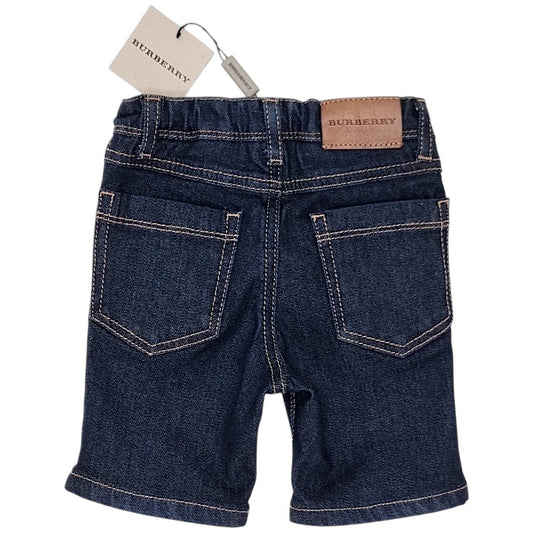 Bermuda bébé bleu brut en denim Burberry, vue de dos, garçon 9 mois