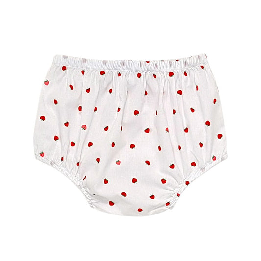 Bloomer bébé fille blanc motif fraises, taille 3 mois, marque Jacadi - seconde main haut de gamme