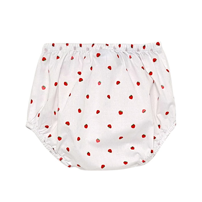 Bloomer bébé fille blanc motif fraises, taille 3 mois, marque Jacadi - seconde main haut de gamme