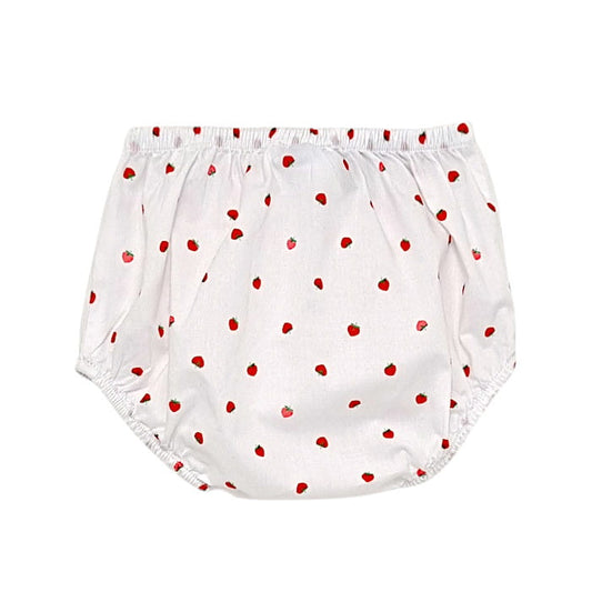 Bloomer blanc imprimé fraises, Jacadi, 3 mois, vue de dos, vêtement bébé fille de marque, seconde main premium