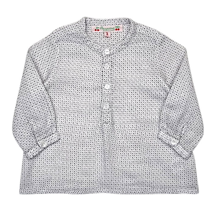 Blouse manches longues bébé fille blanche imprimée, taille 3 mois, marque Bonpoint - seconde main haut de gamme