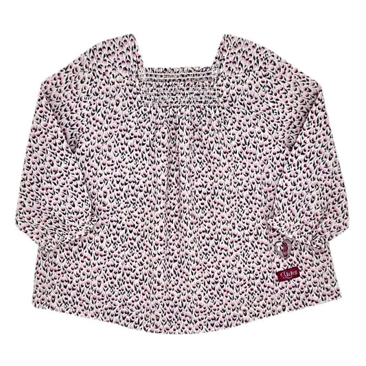 Blouse à smocks bébé fille beige/rose à smocks, taille 12 mois, marque IKKS - seconde main premium