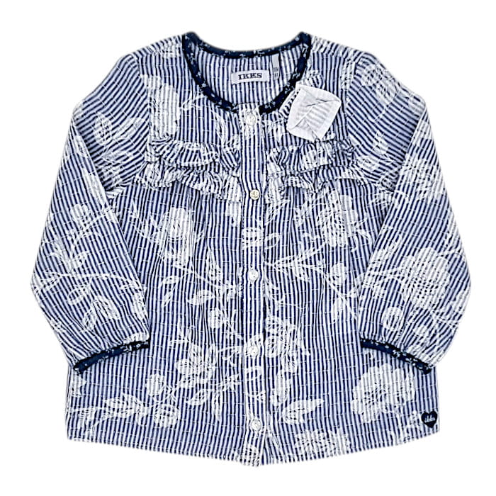 Blouse bébé fille à rayures bleu/blanc, taille 18 mois, marque IKKS - seconde main premium