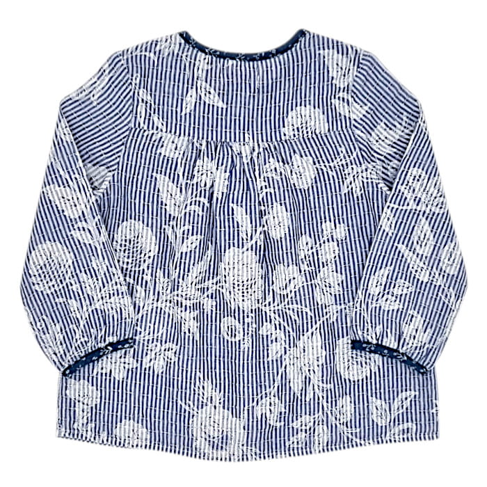 Blouse bébé fille à rayures bleu/blanc, taille 18 mois, marque IKKS - seconde main premium