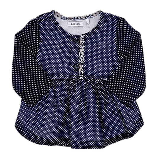 Blouse bébé fille bleu marine à pois, taille 3 mois, marque IKKS - seconde main premium