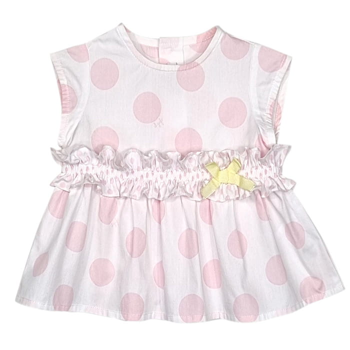 Blouse bébé Il Gufo blanche à pois - Vêtement fille 6 mois d'occasion