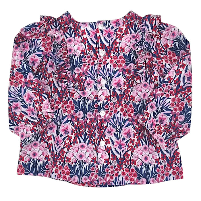 Blouse bébé fille Jacadi 6 mois, multicolore, à manches longues avec des poignets froncés