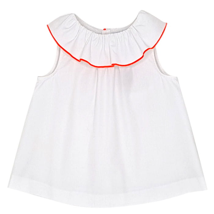 Blouse blanche à collerette, Jacadi, 18 mois, vue de face, vêtement bébé fille seconde main de marque à petit prix