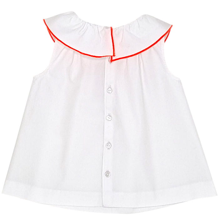 Blouse blanche à collerette, Jacadi, 18 mois, vue de dos, vêtement bébé fille seconde main de marque à petit prix