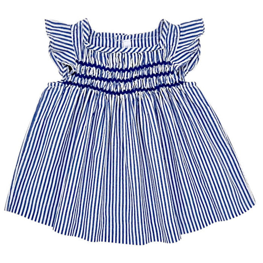 Blouse rayée bébé fille bleu/blanc, taille 6 mois, marque Jacadi - seconde main haut de gamme