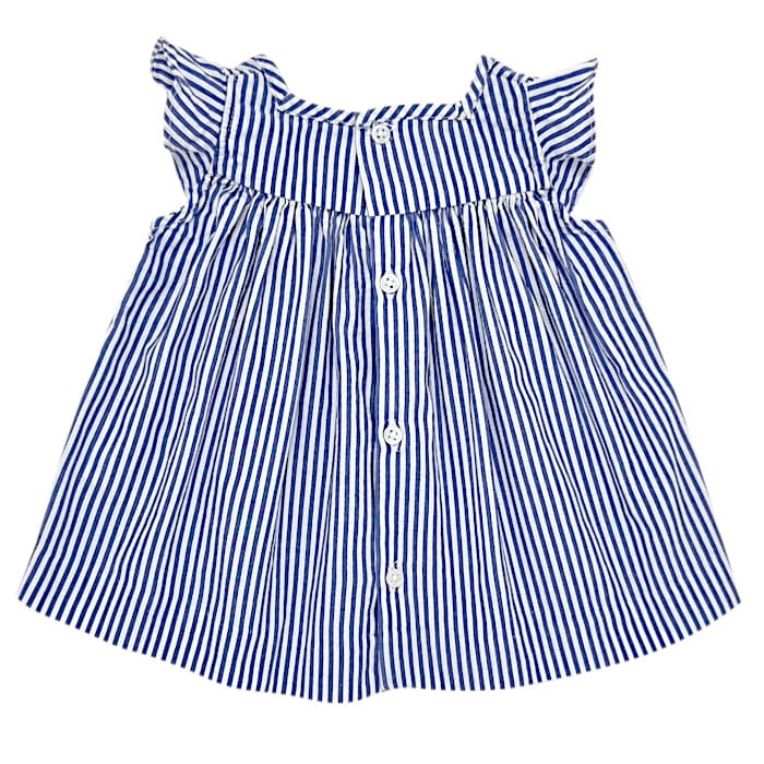 Blouse rayée bébé fille bleu/blanc, taille 6 mois, marque Jacadi - seconde main haut de gamme