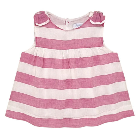 Blouse sans manches bébé fille rose à rayures, taille 6 mois, marque Jacadi - seconde main haut de gamme