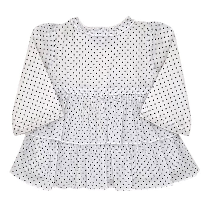 Blouse bébé fille volantée à pois blanc/noir, taille 1 mois, marque Kenzo - seconde main luxe