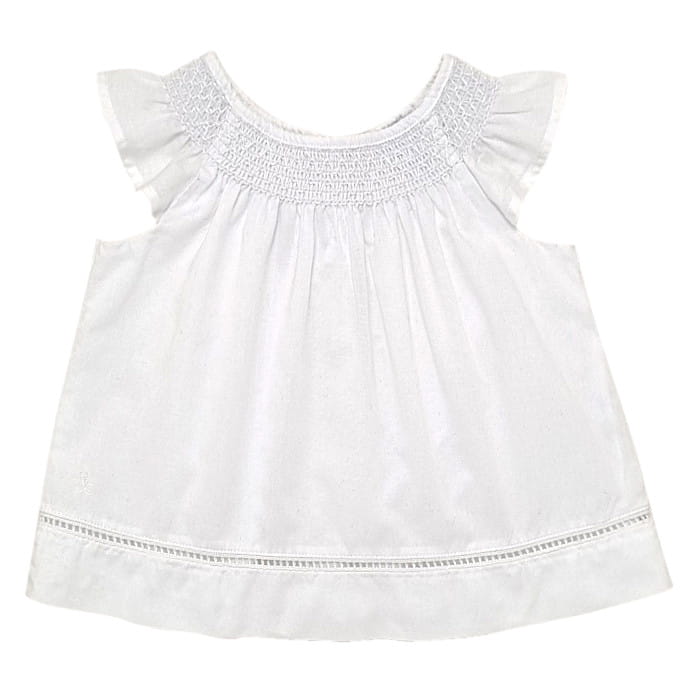 Blouse smockée bébé fille blanche, taille 3 mois, marque Ralph Lauren - seconde main luxe
