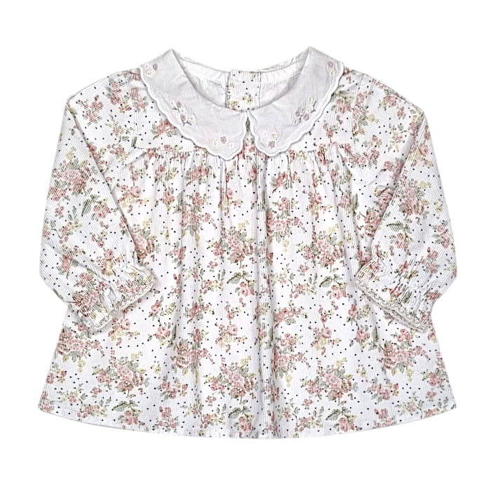 Blouse bébé fille blanche motif floral, taille 3 mois, marque Tartine et Chocolat - seconde main haut de gamme