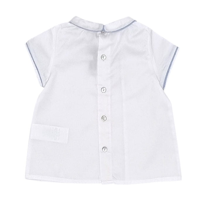 Blouse bébé garçon blanche à col pointu, taille 6 mois, marque Tartine et Chocolat - seconde main haut de gamme