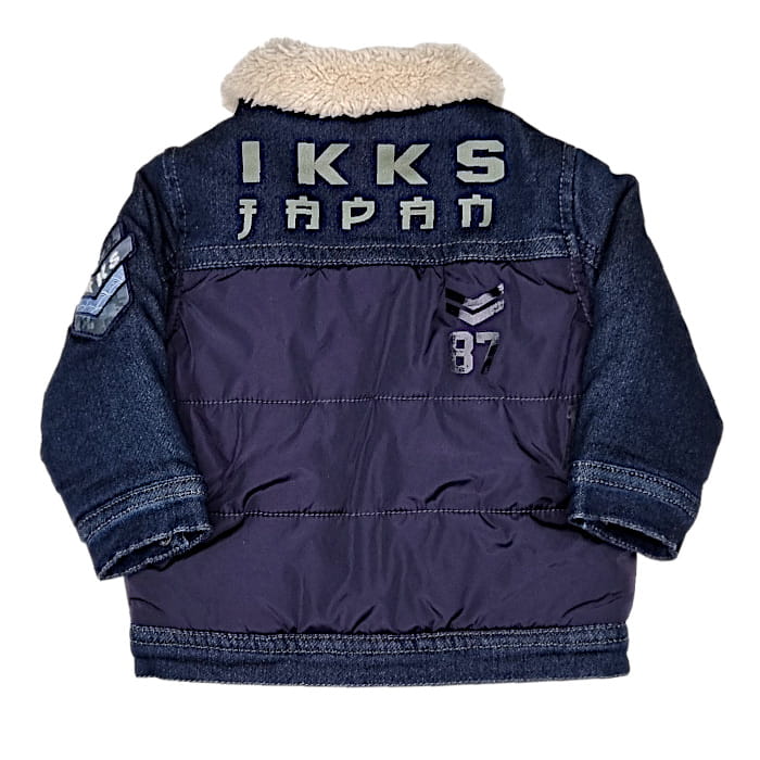 Blouson bébé garçon bleu marine à col fourré, taille 6 mois, marque IKKS - seconde main premium