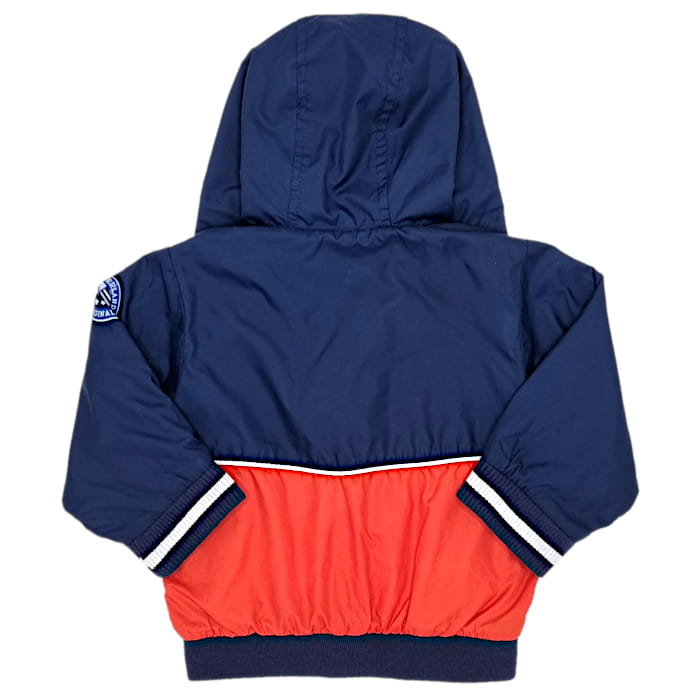 Blouson bébé garçon en nylon bleu marine/orange, taille 12 mois, marque Timberland - seconde main premium