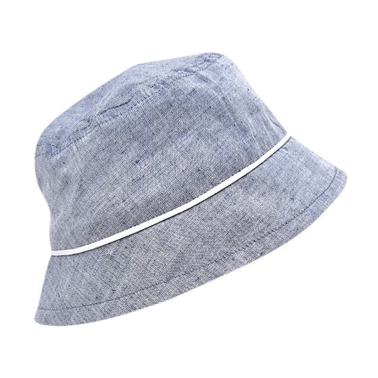 Bob bleu chiné, marque Tartine et Chocolat, 6 mois, vue de côté, accessoire bébé garçon d'occasion état impeccable