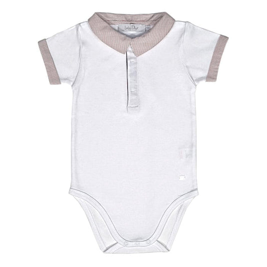 Body bébé garçon blanc à col en vichy, taille 12 mois, marque Baby Dior - seconde main luxe