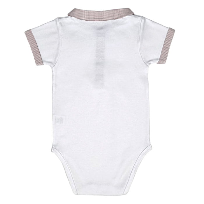 Body bébé garçon blanc à col en vichy, taille 12 mois, marque Baby Dior - seconde main luxe