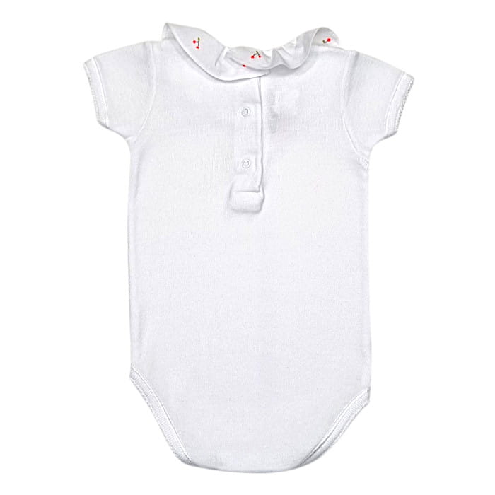 Body bébé fille blanc à collerette brodée, taille 3 mois, marque Bonpoint - seconde main haut de gamme
