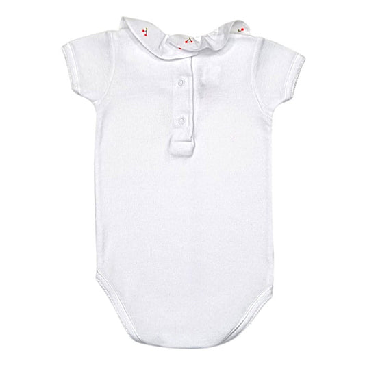 Body blanc collerette, Bonpoint, pour bébé fille, 3 mois, vue de dos, vêtement de marque luxe d'occasion