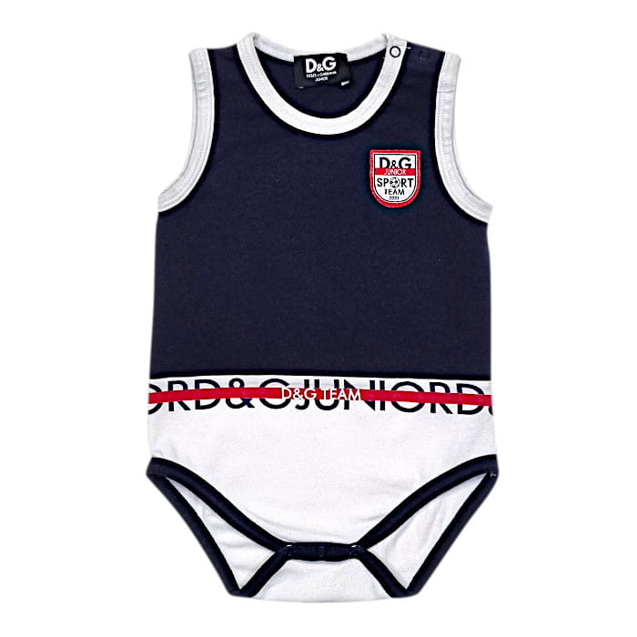 Body débardeur bébé garçon bleu marine/blanc, taille 3-6 mois, marque Dolce & Gabbana - seconde main luxe