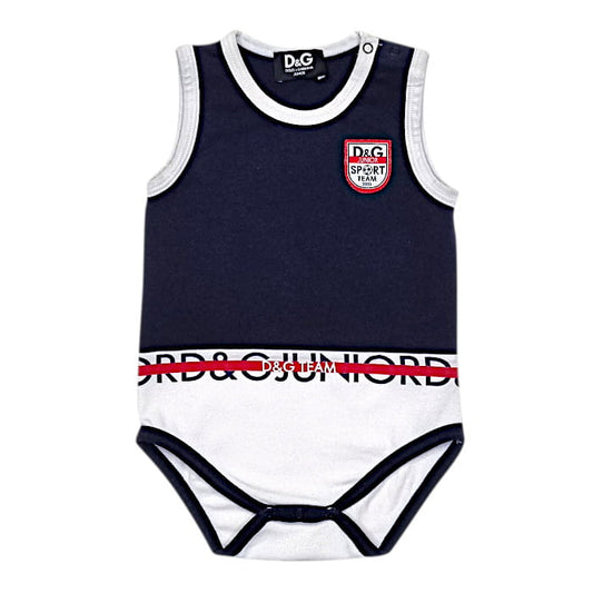 Body débardeur bébé garçon bleu marine/blanc, taille 3-6 mois, marque Dolce & Gabbana - seconde main luxe