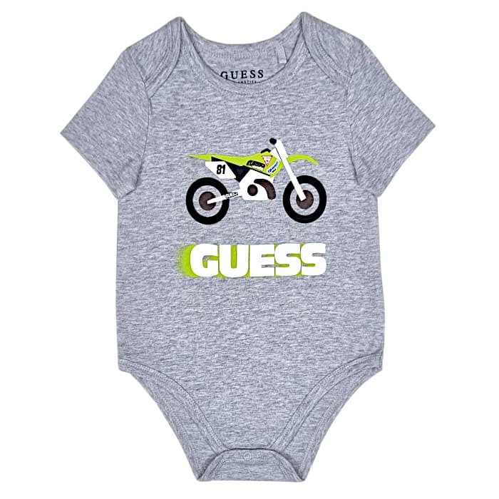 Body bébé garçon gris à manches courtes, taille 12 mois, marque Guess - seconde main premium