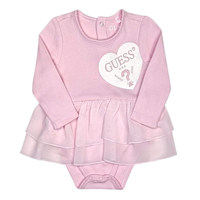 Body bébé fille rose à volants, taille 3-6 mois, marque Guess - seconde main premium