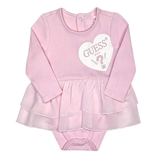 Body bébé fille rose à volants, taille 3-6 mois, marque Guess - seconde main premium