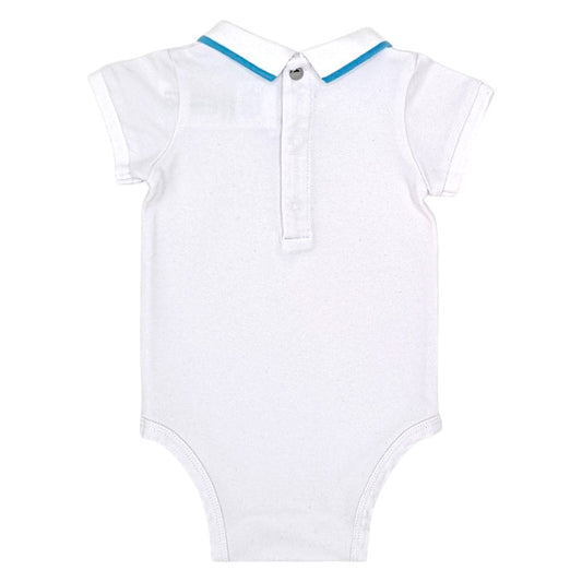Body bébé blanc col polo Jacadi, vue de dos, garçon 6 mois