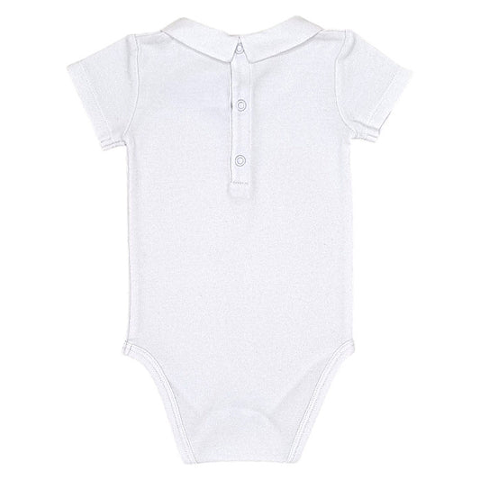 Body bébé blanc à col brodé Jacadi, vue de dos, garçon 6 mois