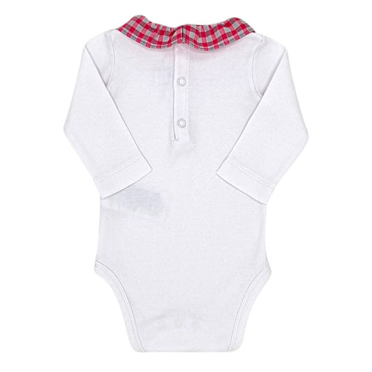 Body blanc à collerette, Jacadi, fille 1 mois pour bébé fille, vue de dos, Vêtement bébé occasion de marque