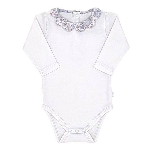 Body bébé fille blanc à col pétales, taille 3 mois, marque Jacadi - seconde main haut de gamme