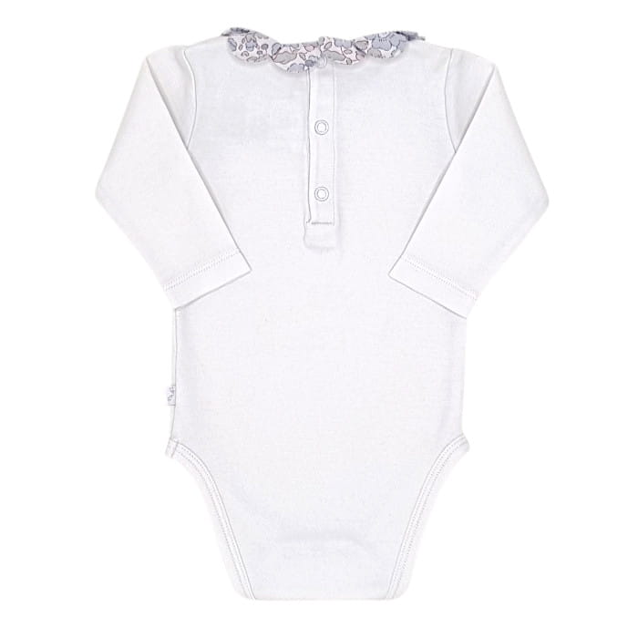 Body bébé fille blanc à col pétales, taille 3 mois, marque Jacadi - seconde main haut de gamme