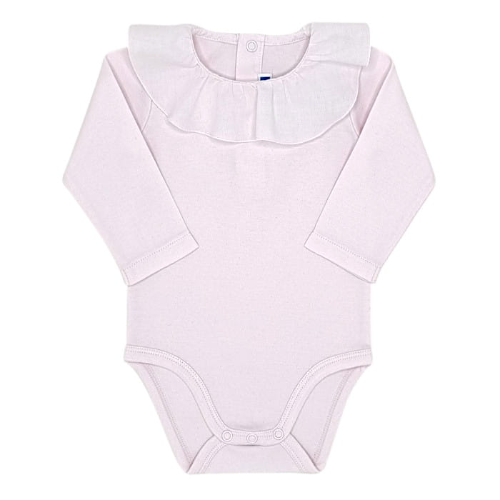 Body rose à collerette, Jacadi, fille 6 mois, vue de face, vêtement de marque haut de gamme, seconde main chic