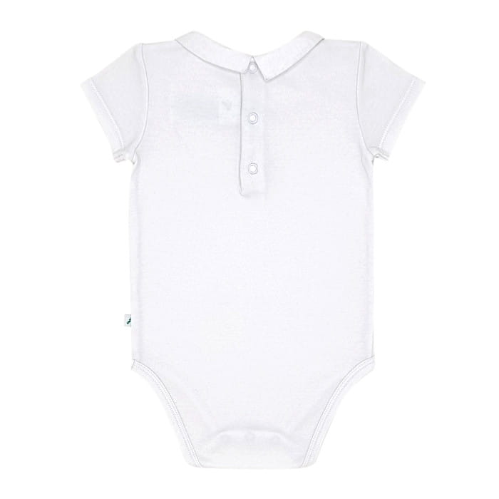 Body blanc manches courtes col brodé, Jacadi, garçon 12 mois, vue de dos, vêtement bébé de marque, mode de seconde main chic