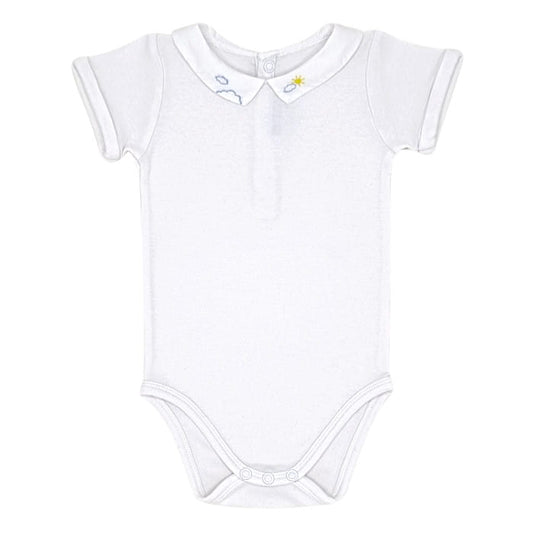 Body bébé garçon blanc à col brodé, taille 12 mois, marque Jacadi - seconde main haut de gamme