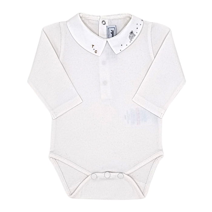 Body bébé mixte écru à col brodé, taille 3 mois, marque Tartine et Chocolat - seconde main haut de gamme