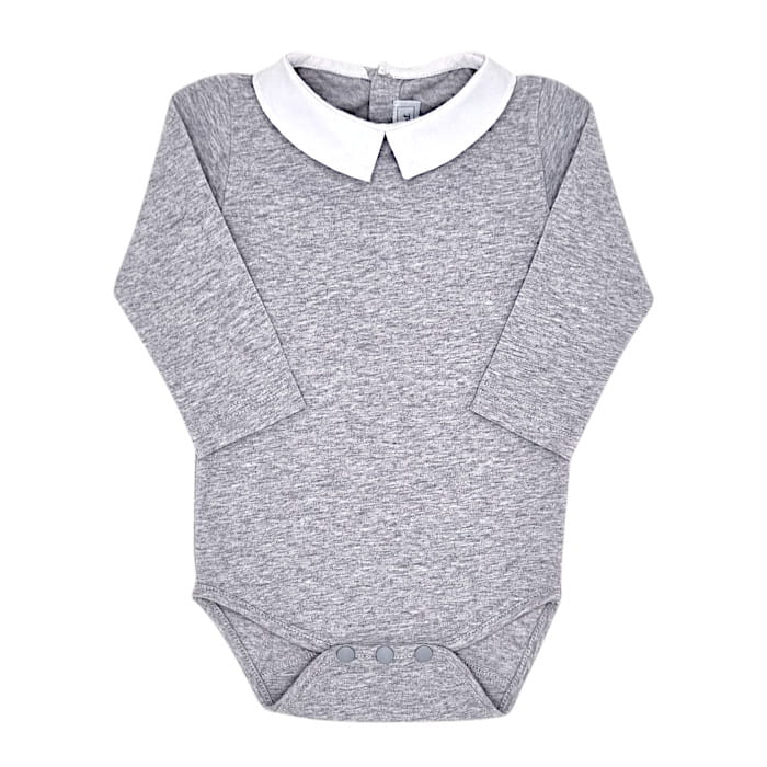 Body bébé mixte gris à col pointu blanc, taille 6 mois, marque Tartine et Chocolat - seconde main haut de gamme