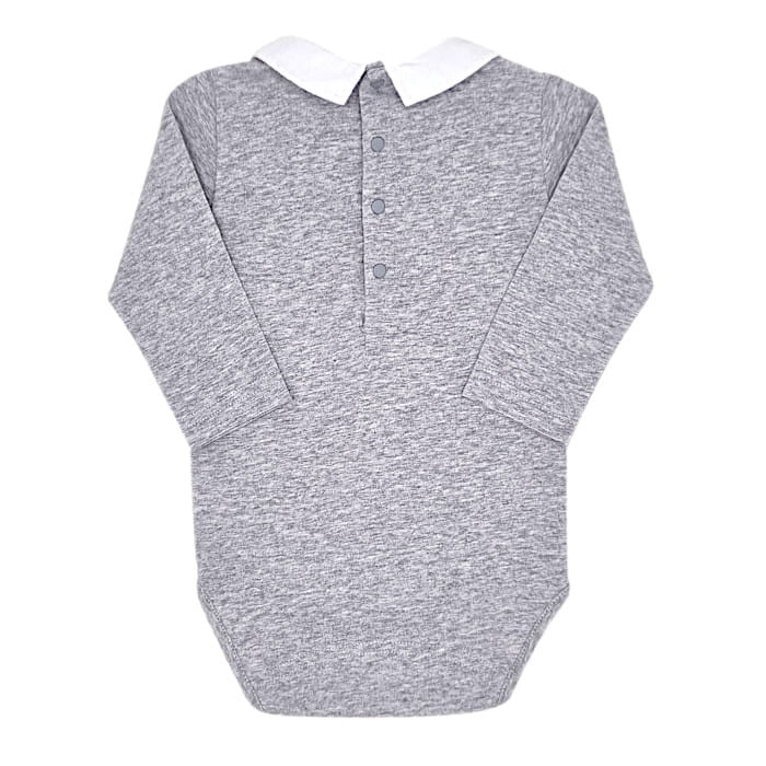 Body bébé mixte gris à col pointu blanc, taille 6 mois, marque Tartine et Chocolat - seconde main haut de gamme