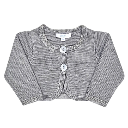 Boléro bébé fille gris à liseré doré, taille 6 mois, marque Jacadi - seconde main haut de gamme