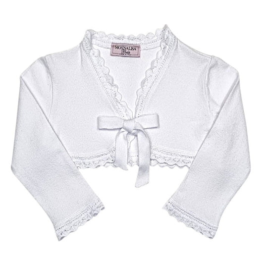 Boléro bébé fille blanc en crêpe, taille 18 mois, marque Monnalisa - seconde main haut de gamme