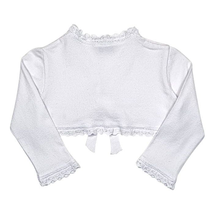 Boléro bébé fille blanc en crêpe, taille 18 mois, marque Monnalisa - seconde main haut de gamme