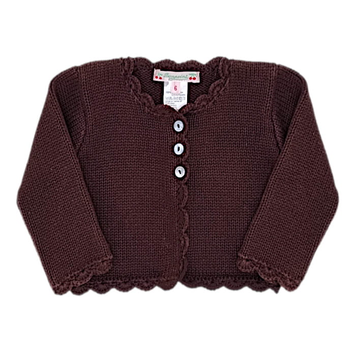 Cardigan bébé fille marron, taille 6 mois, marque Bonpoint - seconde main haut de gamme